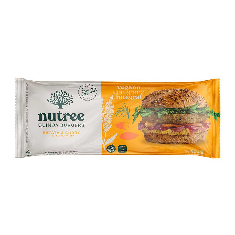 Medallones De Quinoa, Batata Y Curry 400 Gr X 4 Un Nutree