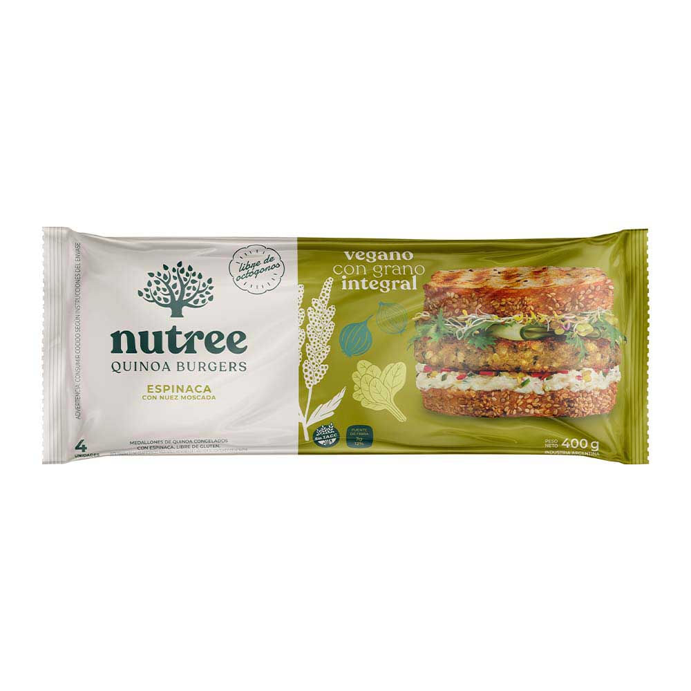Hamburguesas de Quinoa y Espinaca 400 Grs x 4 Un Nutree