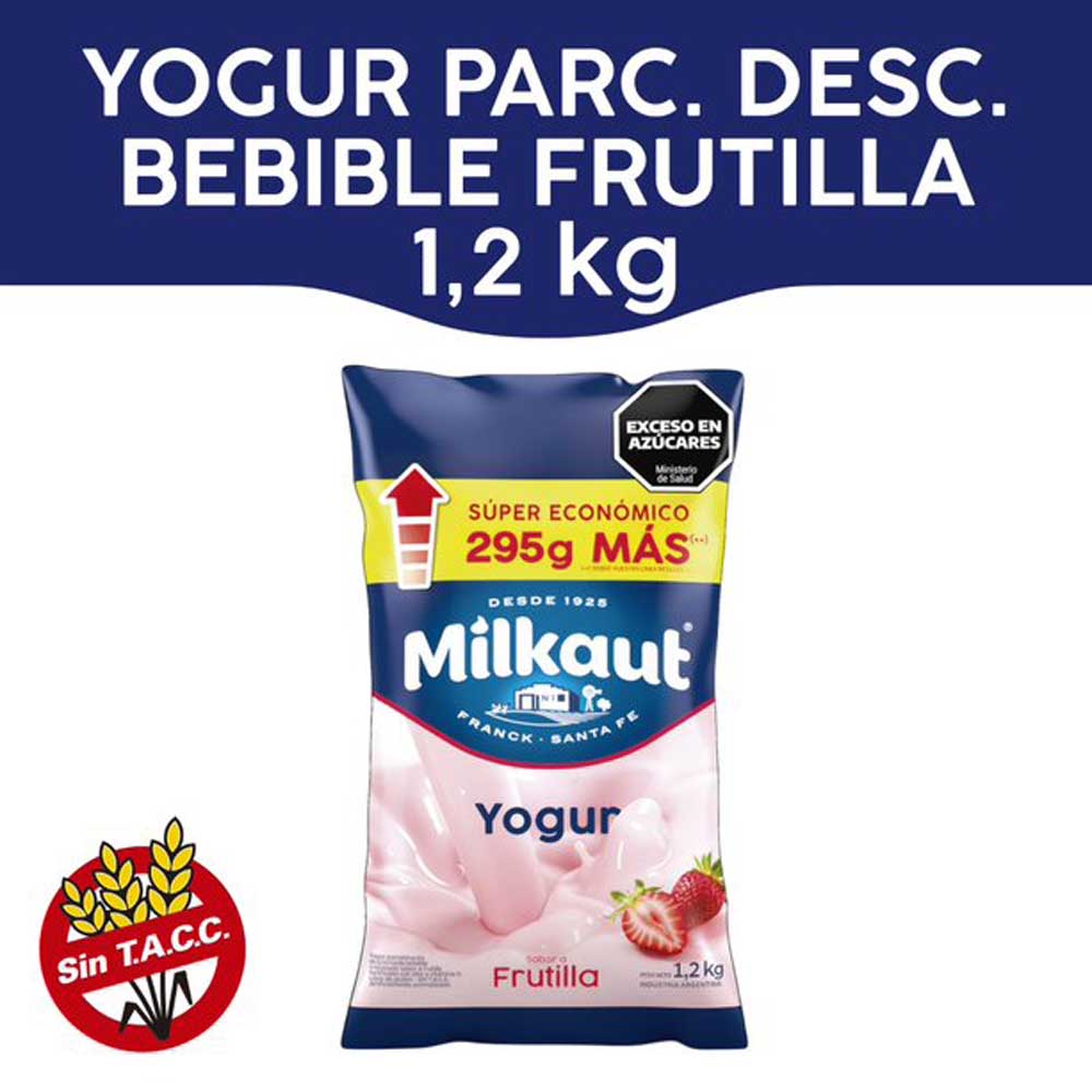 Yogurt Sabor Frutilla Bebible 1,2 Kg Milkaut