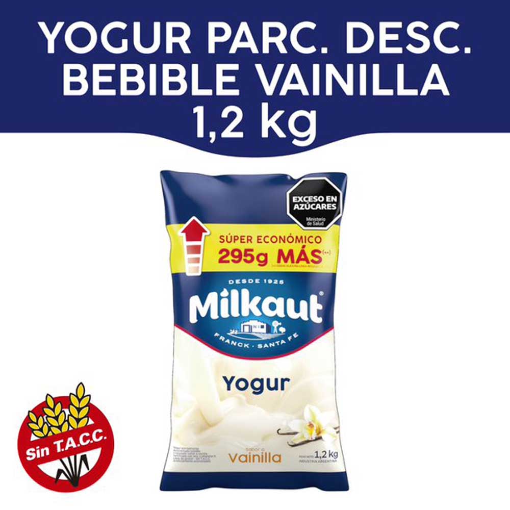 Yogur Sabor Vainilla Entero 1,2 Kg Milkaut