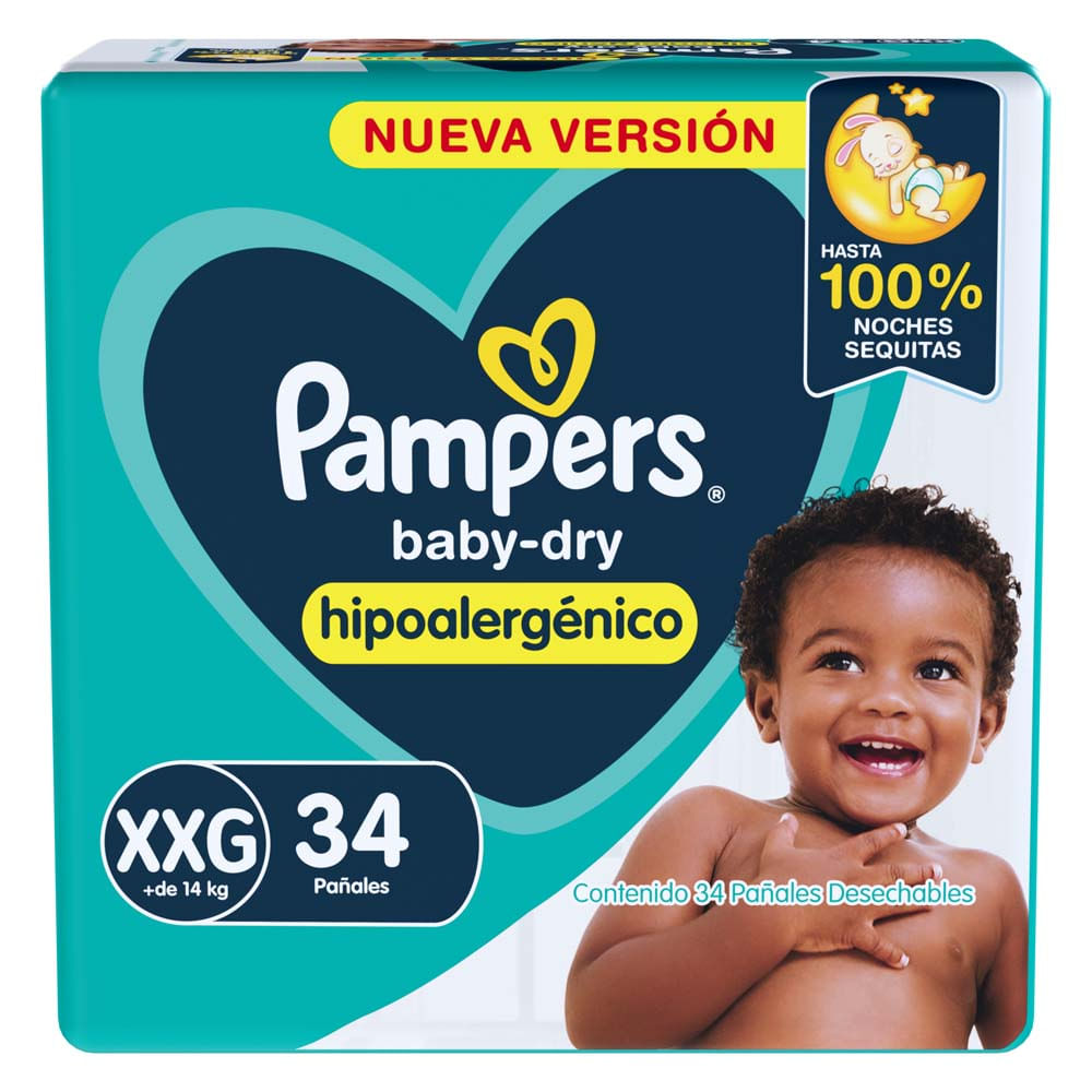 Pañales Baby Dry XXG x 34 Un Pampers