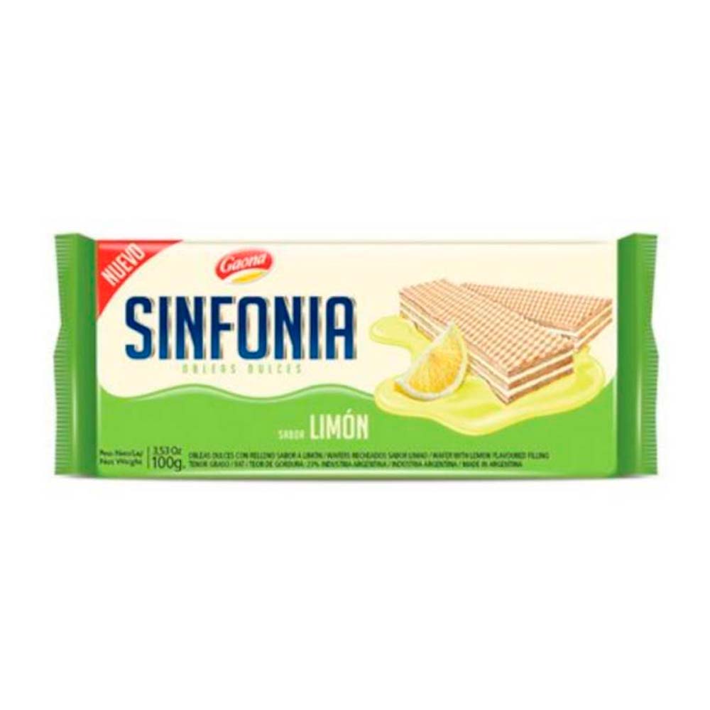 Galletas Oblea Sabor Limón 100 Grs Sinfonia
