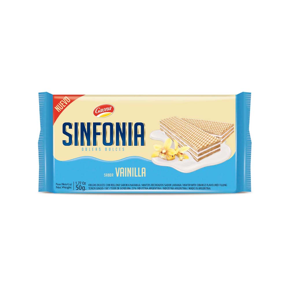 Galletas Oblea Sabor Vainilla 50 Grs Sinfonia