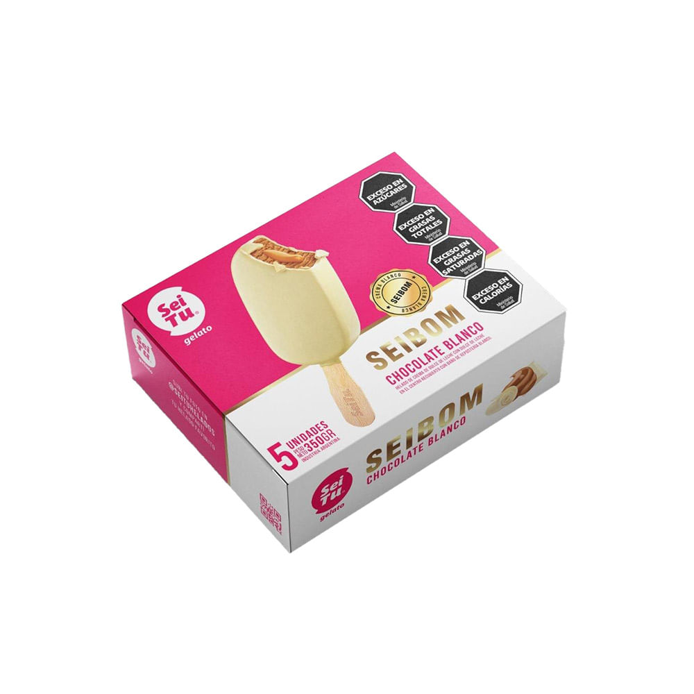 Helado Sabor Chocolate Blanco Palito x 5 Un 350 Grs Sei Tu