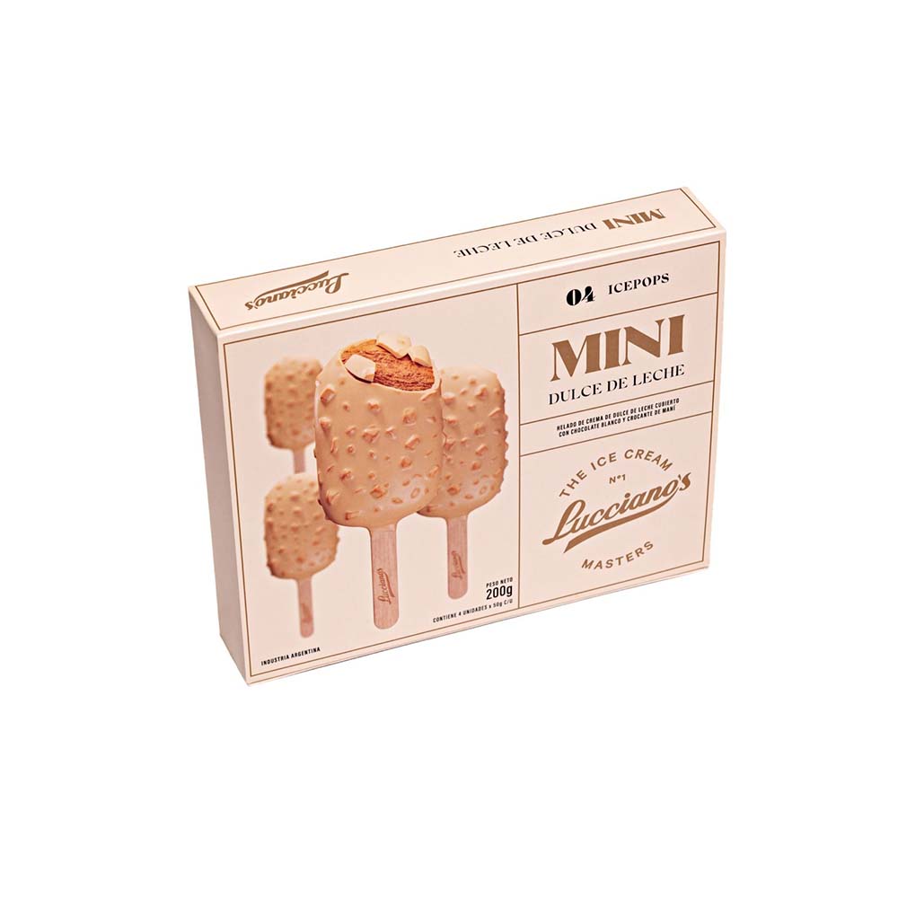 Helado Sabor Dulce de Leche Paletas x 4 Un 200 Grs Lucciano’S