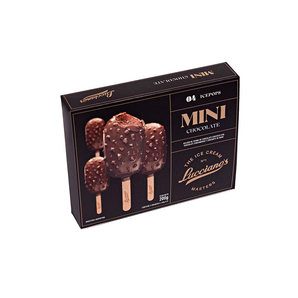 Helado Sabor Chocolate Paletas x 4 Un 200 Grs Lucciano’S