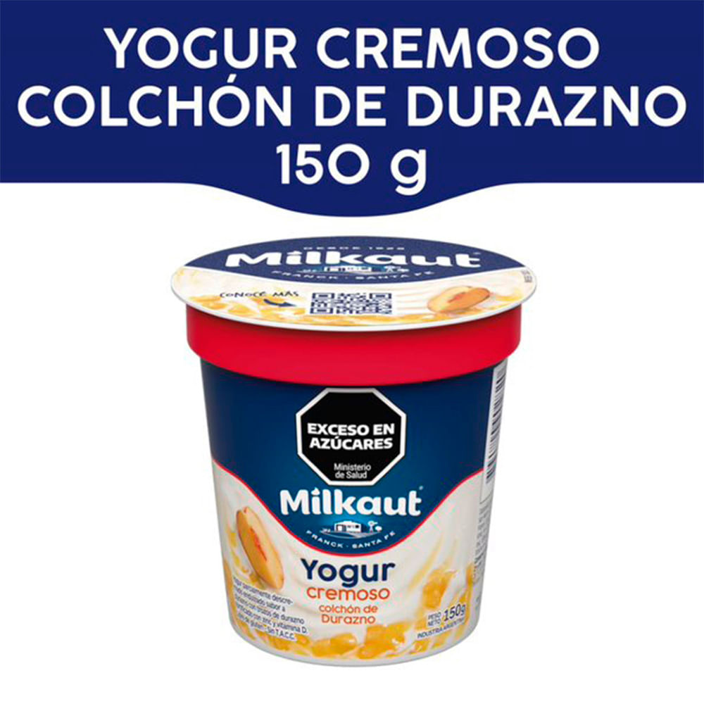 Yogurt Sabor Durazno Cremoso Colchón 150 Grs Milkaut