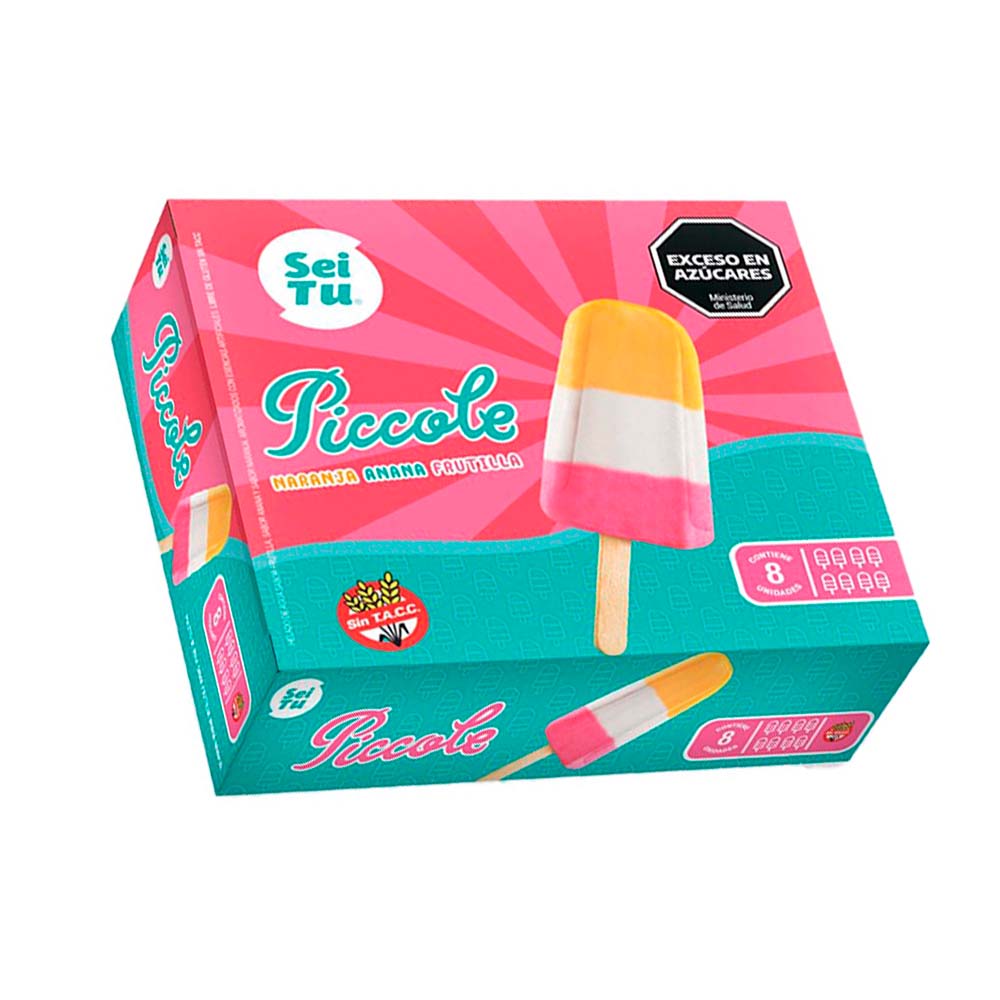 Helado Sabor Naranja Ananá y Frutilla Palito x 8 Un Sei Tu
