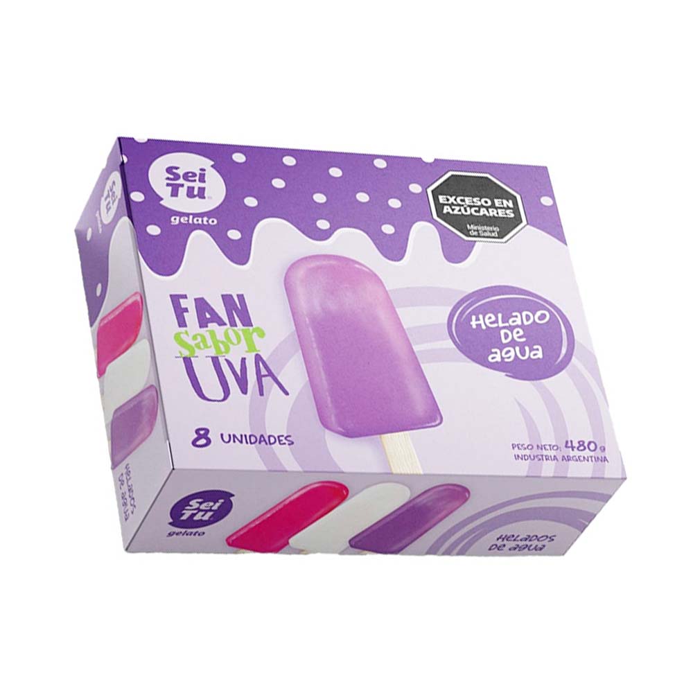 Helado Sabor Uva Palito x 8 Un 480 Grs Sei Tu