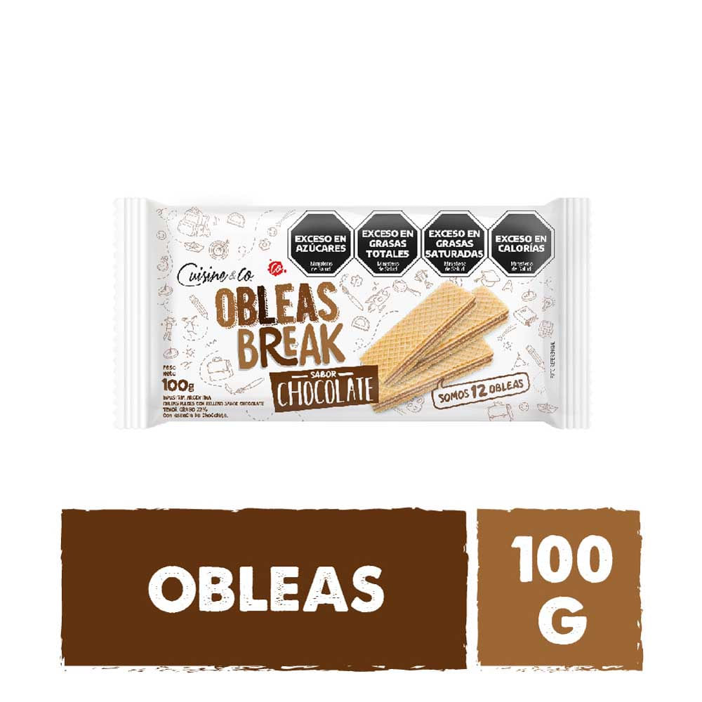 Galletas Oblea Sabor Chocolate 100 Grs x 12 Un Cuisine y Co