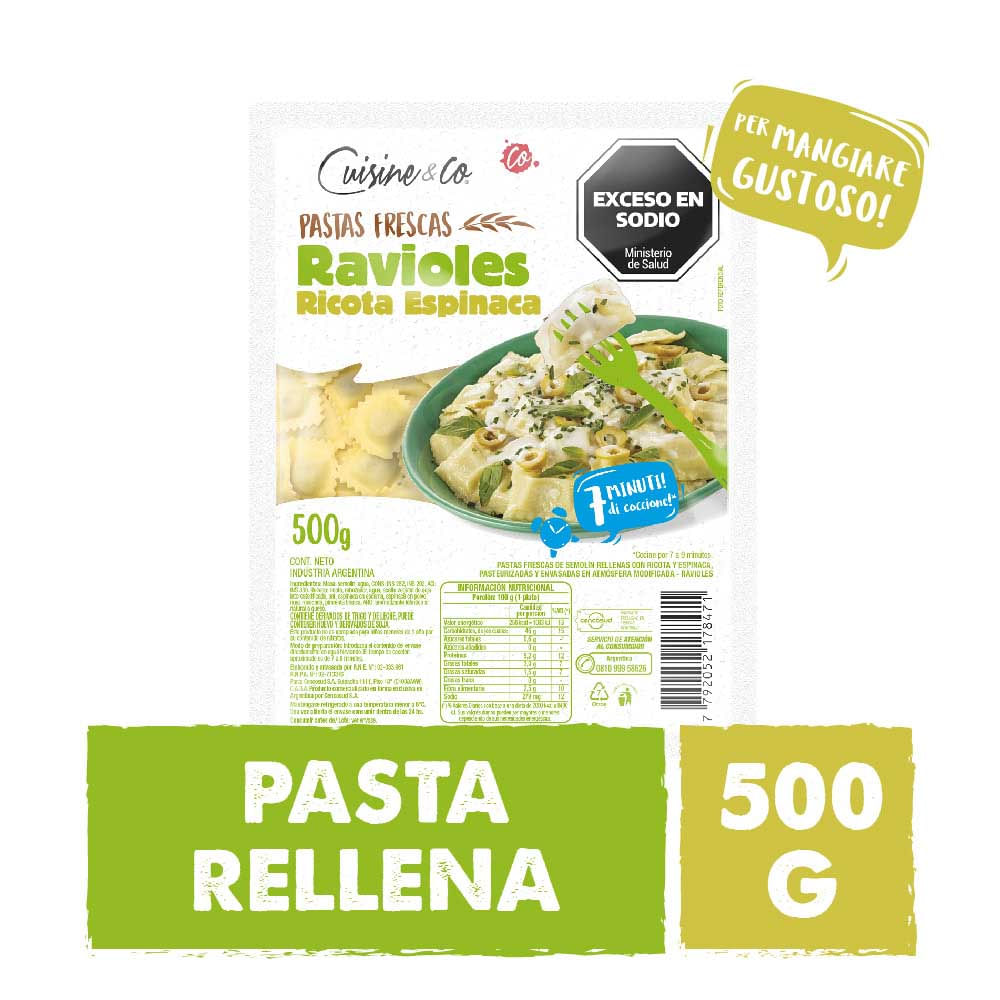 Ravioles Ricotta Espinaca 500 Grs Cuisine & Co