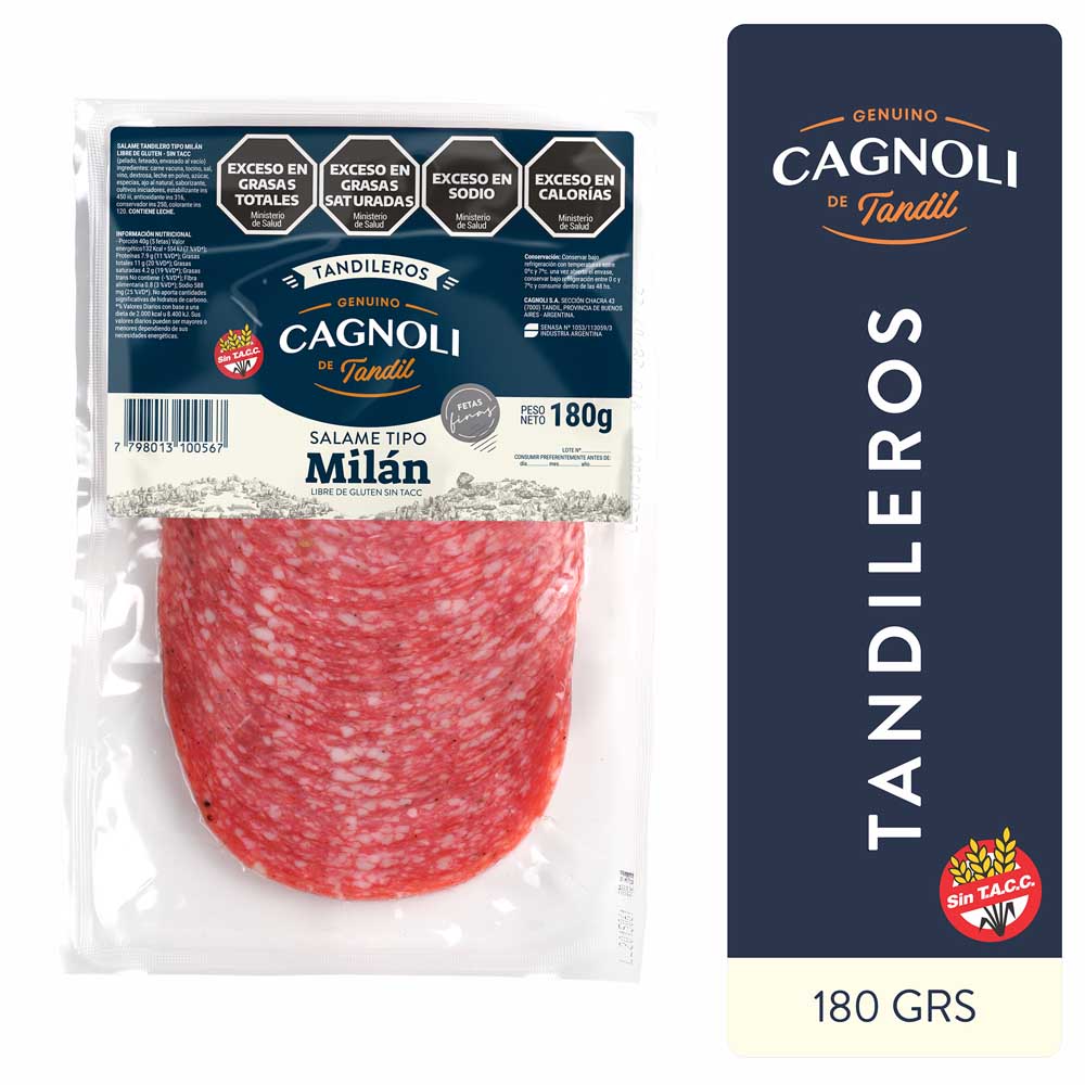 Salame Tipo Milán Feteado 180 Grs Cagnoli