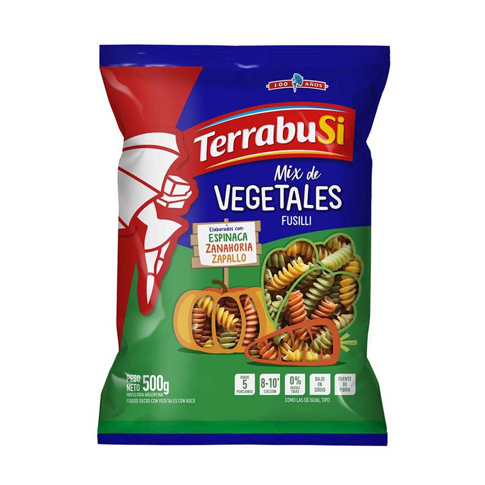 Fideos Terrabusi Fusilli Vegetales X500g