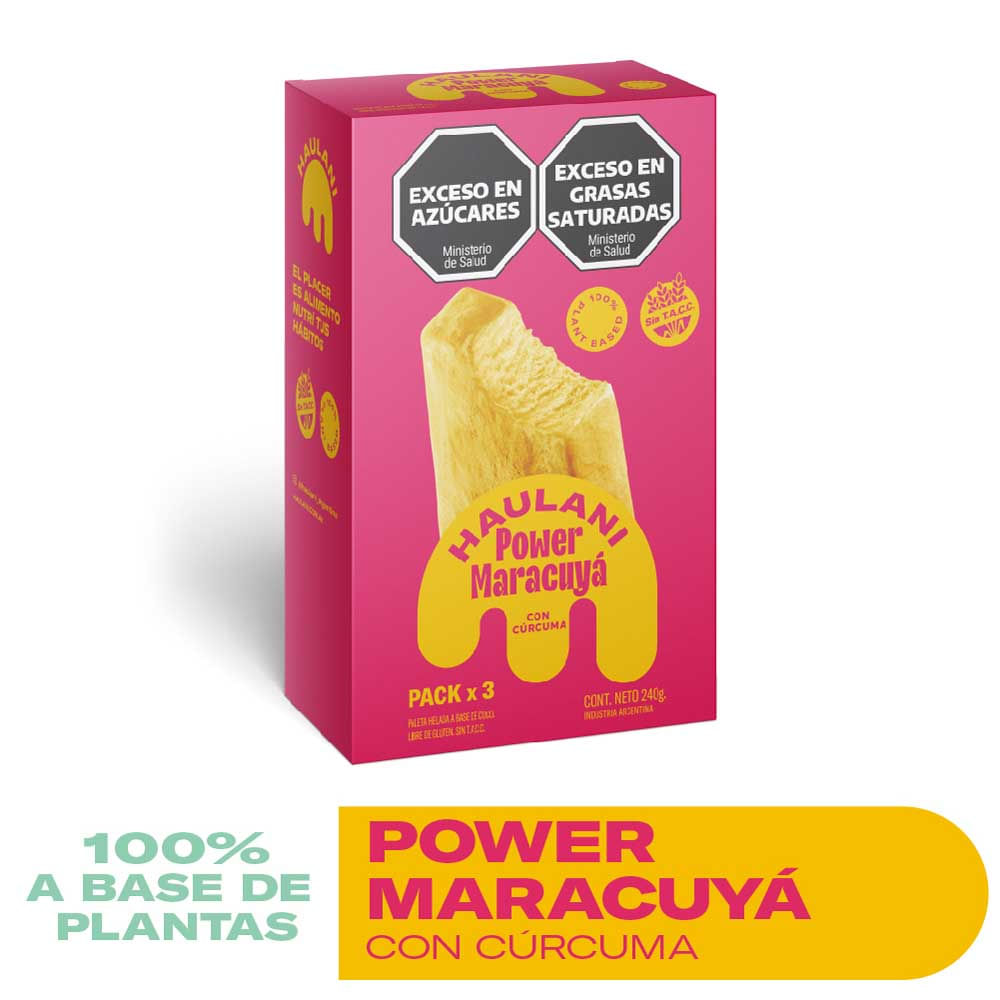 Helado Sabor Maracuyá y Cúrcuma Paletas 240 Grs Haulani