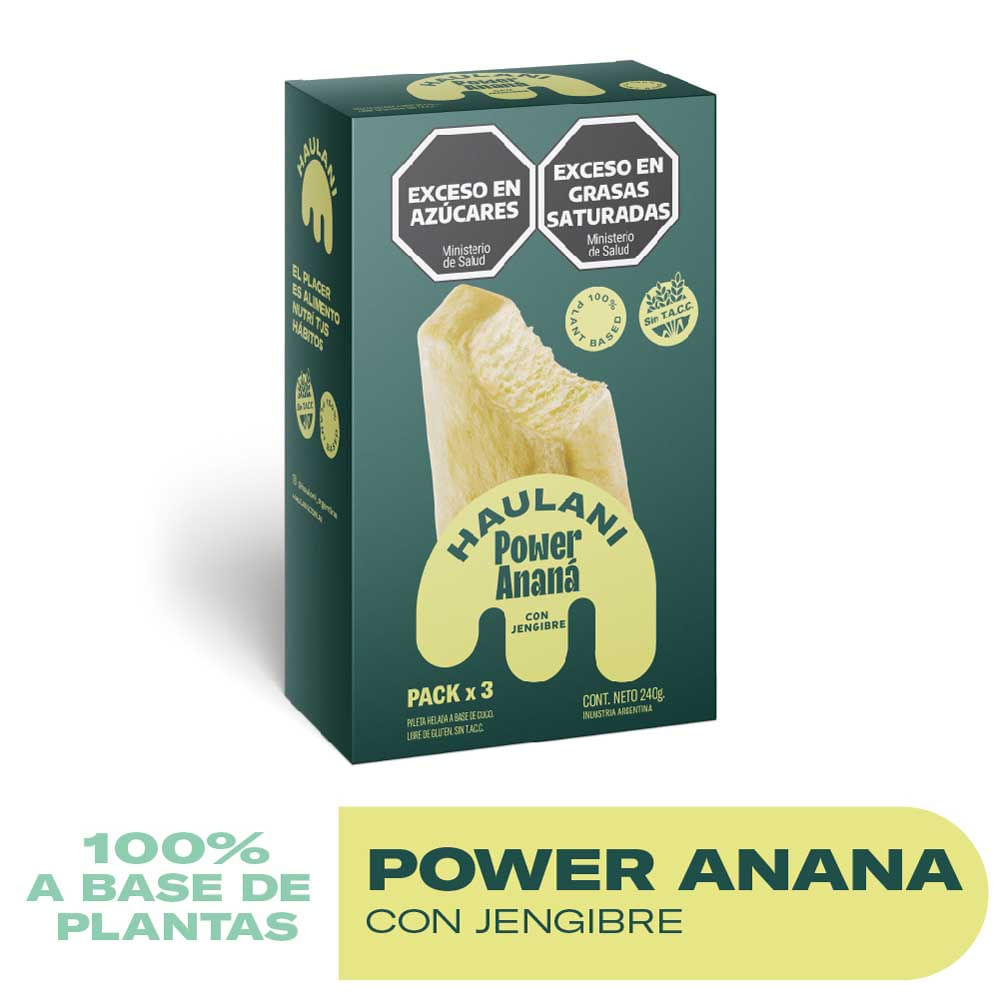 Helado Sabor Ananá y Jengibre Paletas x 3 Un 240 Grs Haulani