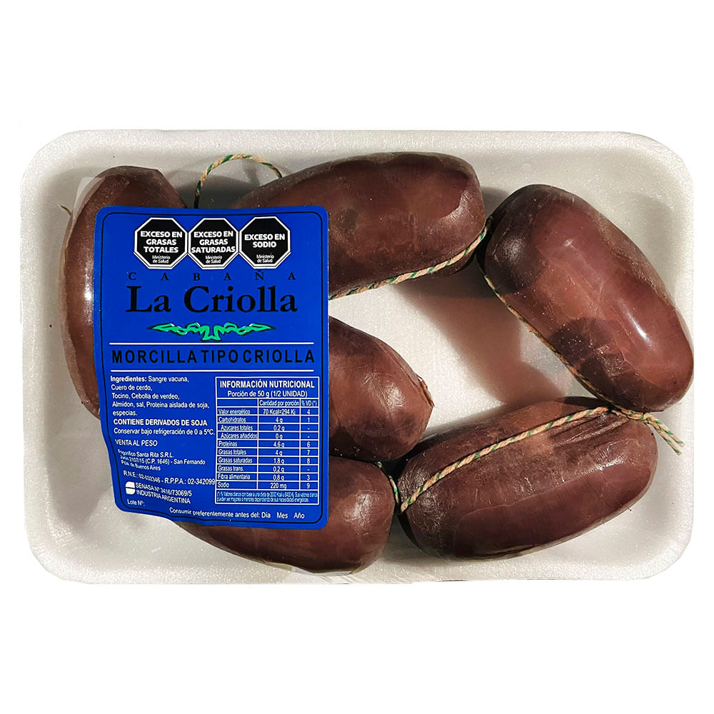 Morcilla Bombón Bandeja - 6 U - X Kg-la Criolla