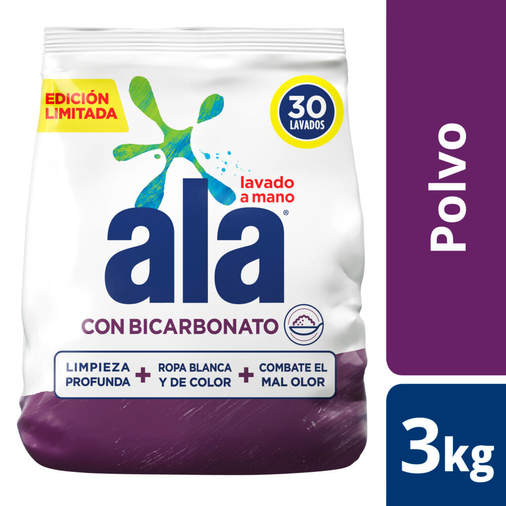 Jabón en Polvo Lavado a Mano Bicarbonato 3 Kg Ala