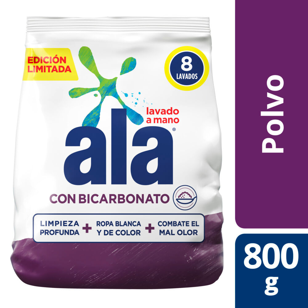 Jabón en Polvo para Lavado a Mano Bicarbonato 800 Grs Ala