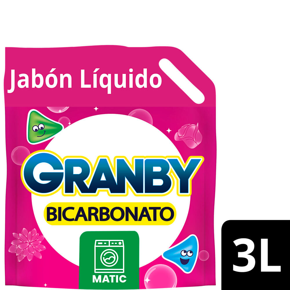 Jabón Líquido para Ropa Bicarbonato y Rosas 3 Lts Granby