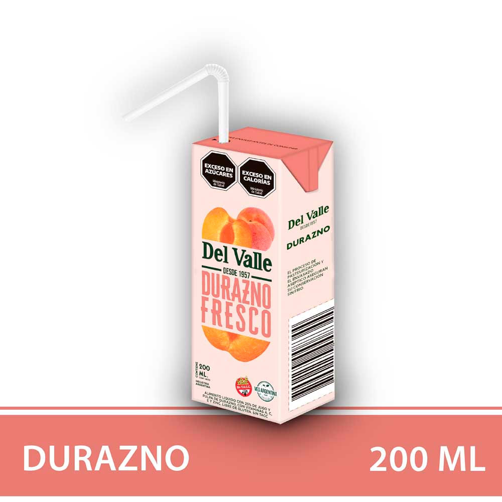 Jugo Fresco Sabor Durazno 200 Ml Del Valle
