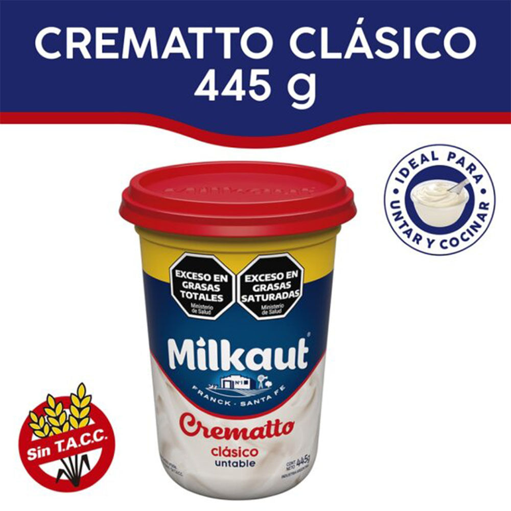Queso Untable Crematto Tradicional x 0.445 Kg Milkaut