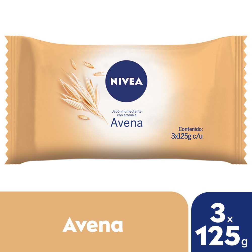 Jabón de Tocador Humectante Avena 125 Grs x 3 Un Nivea