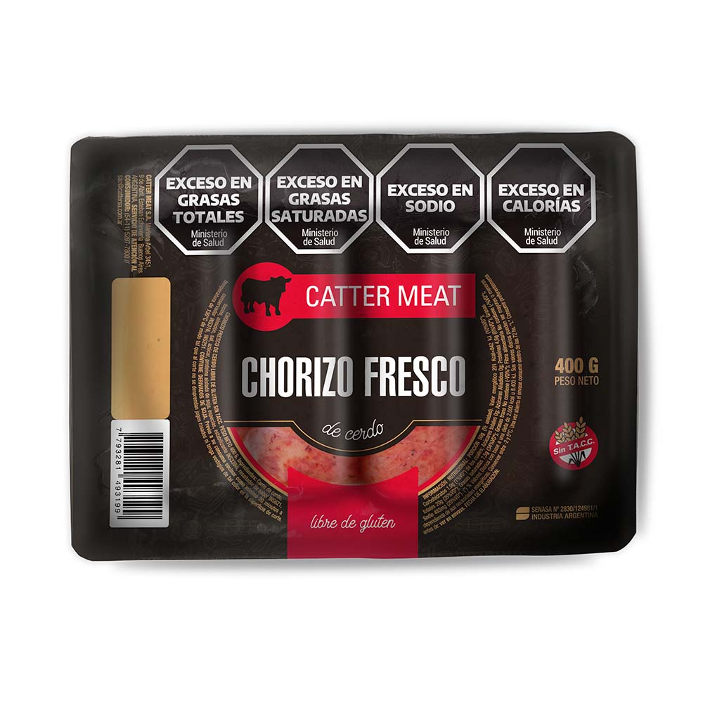 Chorizo Puro Cerdo Al Vacio- 4 U - 400grs- Catter Meat
