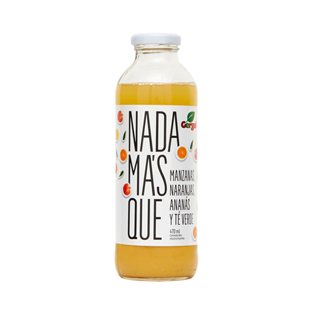 Jugo Sabor Manzana, Naranja, Ananá y Té Verde 470 Ml Nada Mas Que