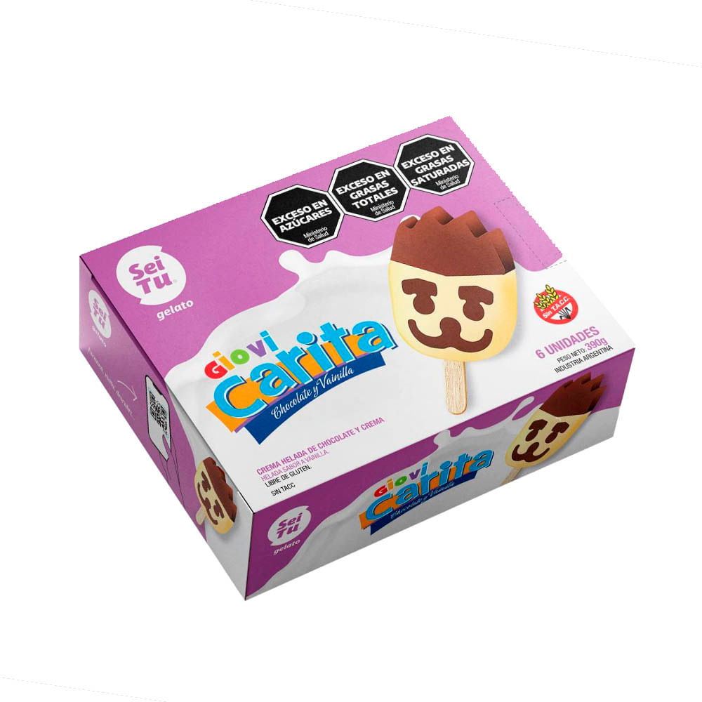 Helado Sabor Chocolate y Vainilla Palito x 6 Un 390 Grs Sei Tu