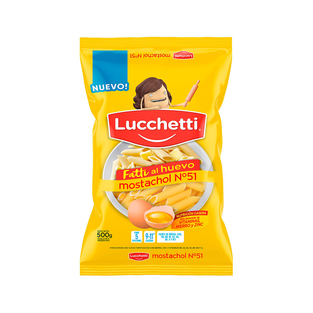 Fideos Mostachol al Huevo N°51 500 Grs Lucchetti
