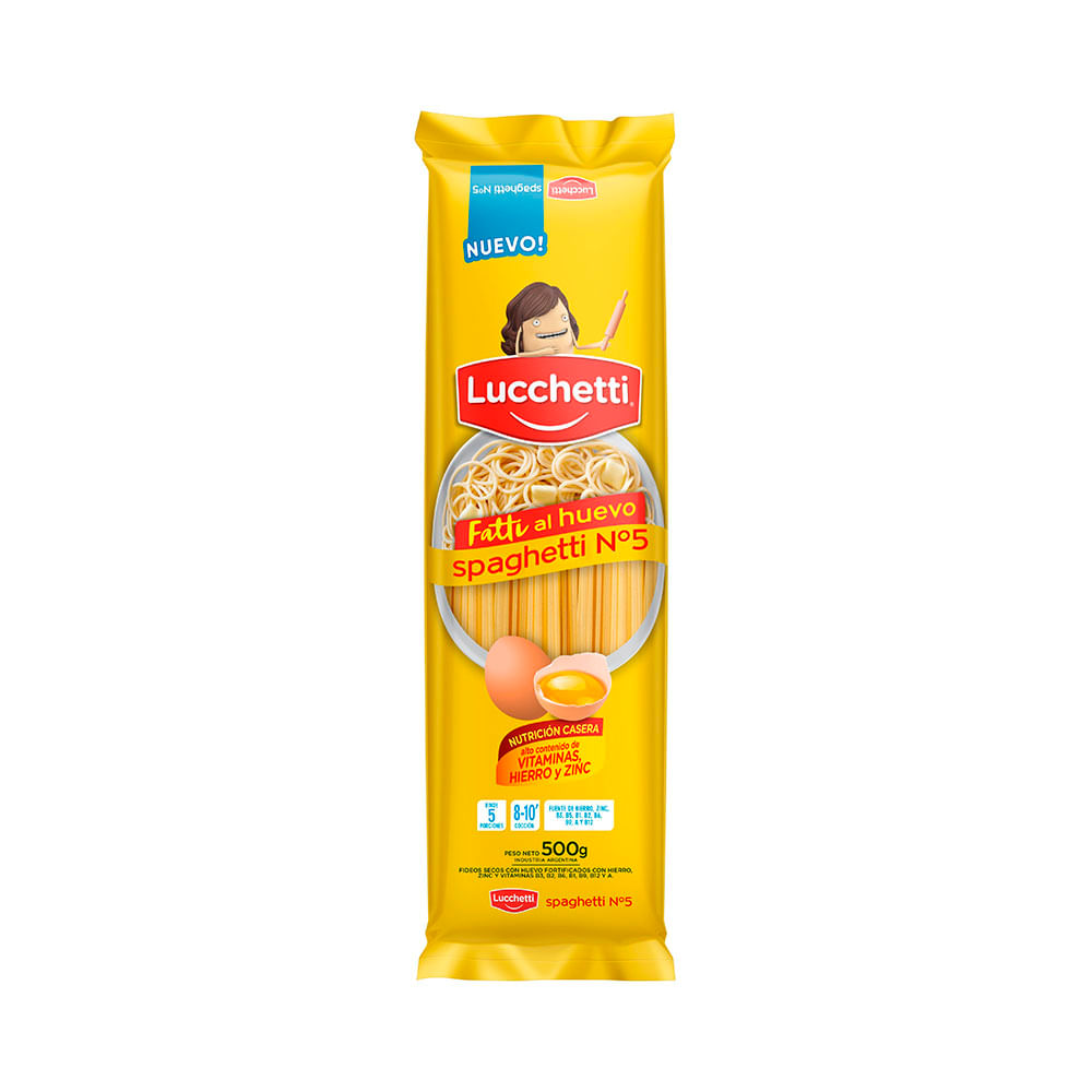 Fideos Spaghetti al Huevo N°5 500 Grs Lucchetti