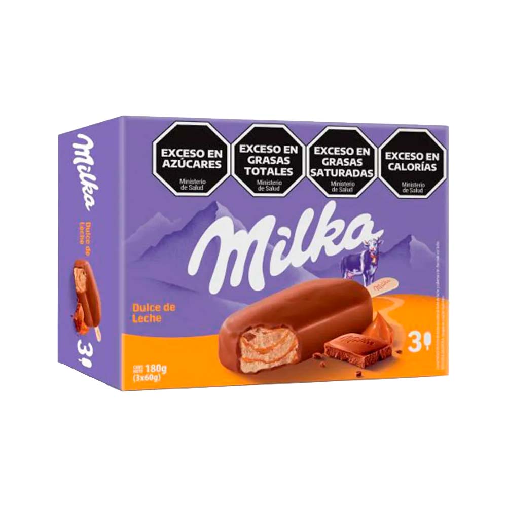 Helado Sabor Dulce de Leche Pack x 3 Un 180 Grs Milka