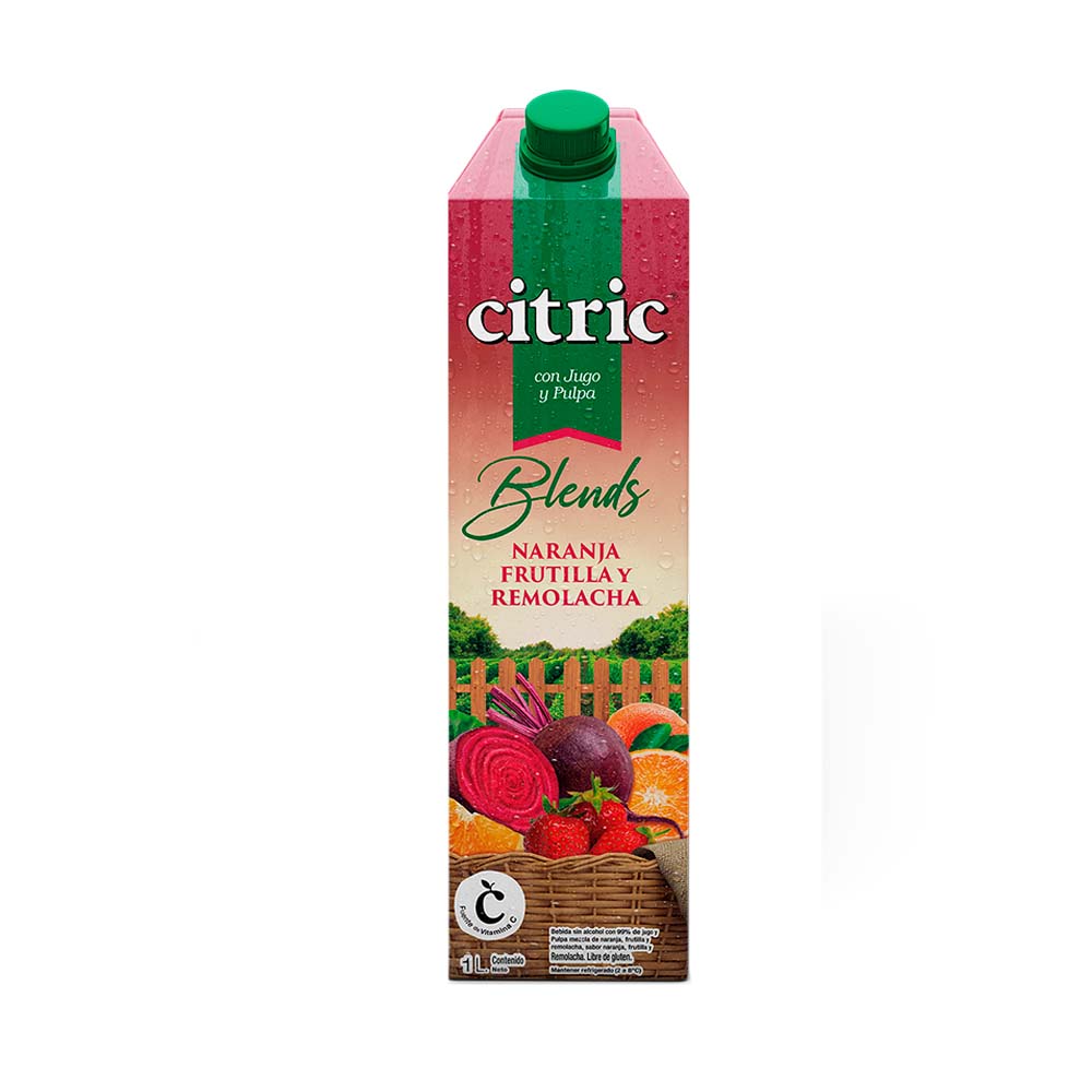 Jugo Refrigerado Sabor Naranja, Frutilla y Remolacha 1 Lts Citric