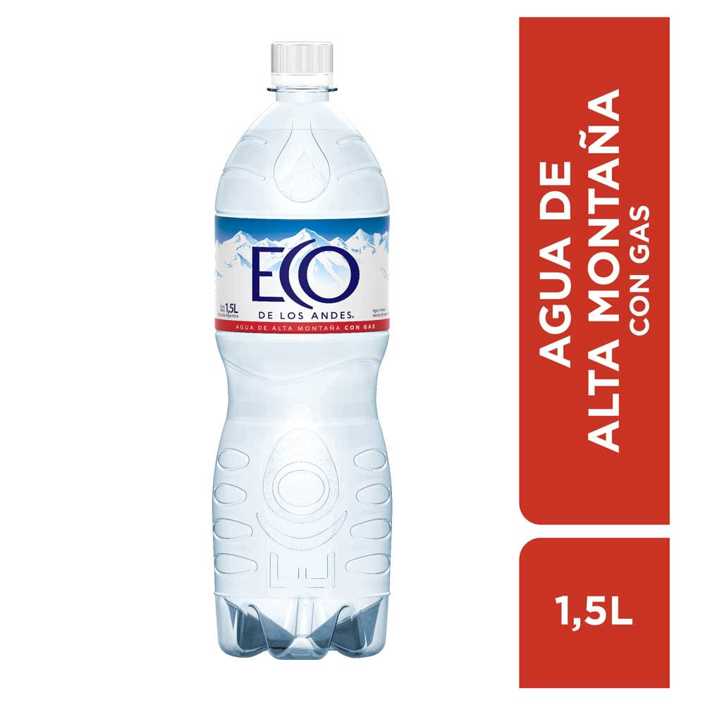 Agua Mineral con Gas 1,5 Lts Eco de los Andes