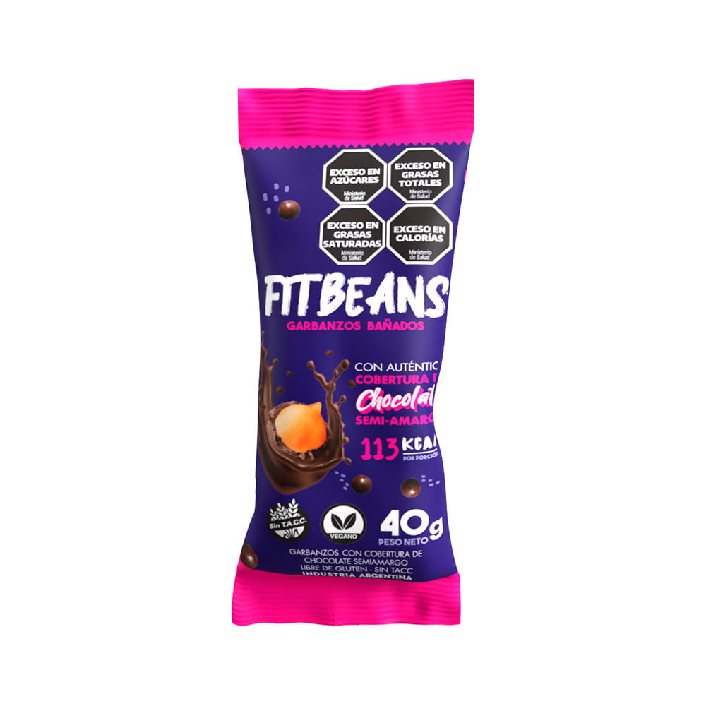 Snacks Garbanzos Bañados Sabor Chocolate Semi-amargo 40 Grs Fit Beans