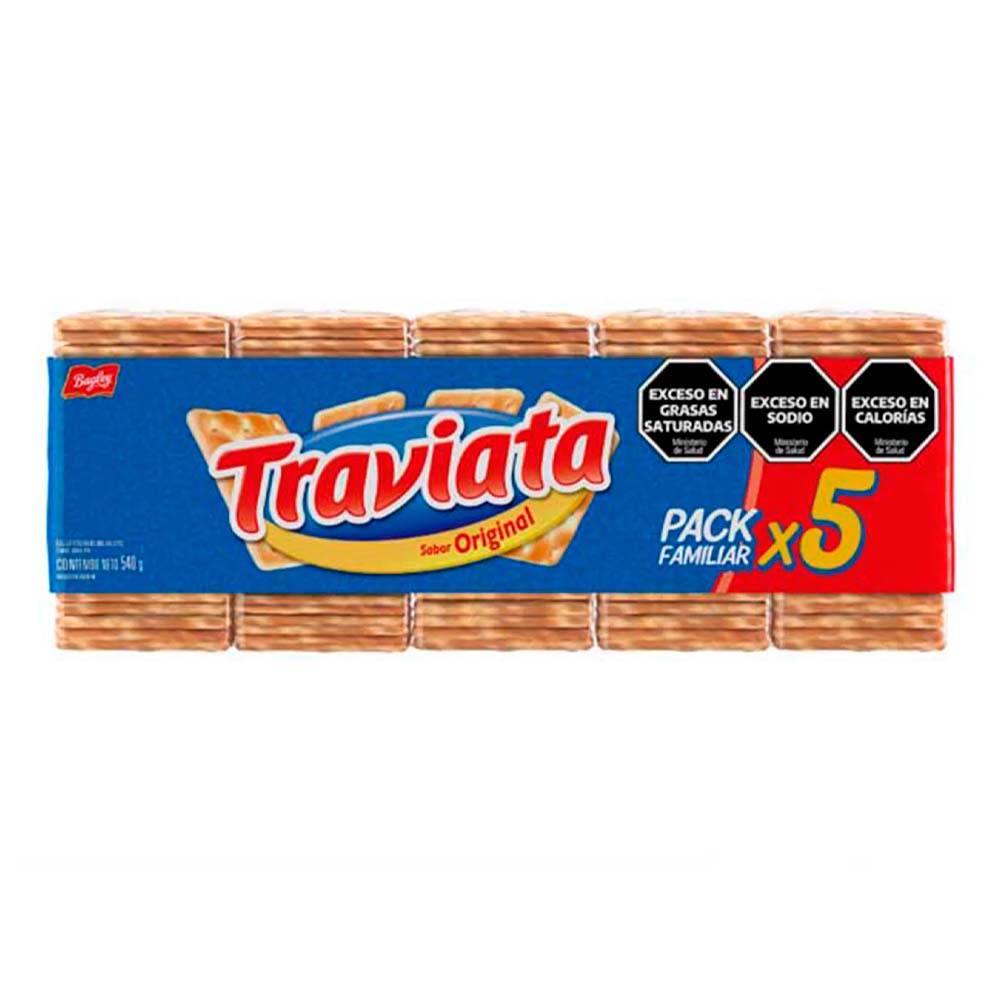 Galletitas de Agua Sabor Original 540 Grs x 5 Un Traviata