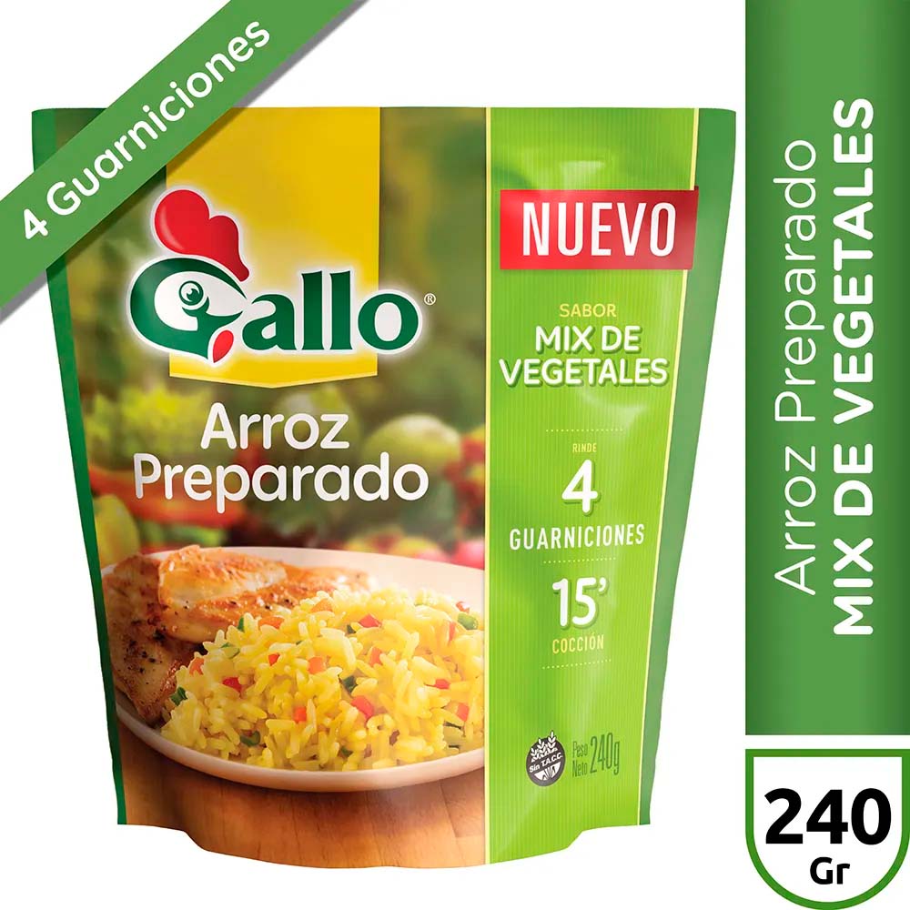 Arroz Preparado Sabor Mix de Vegetales 240 Grs Gallo