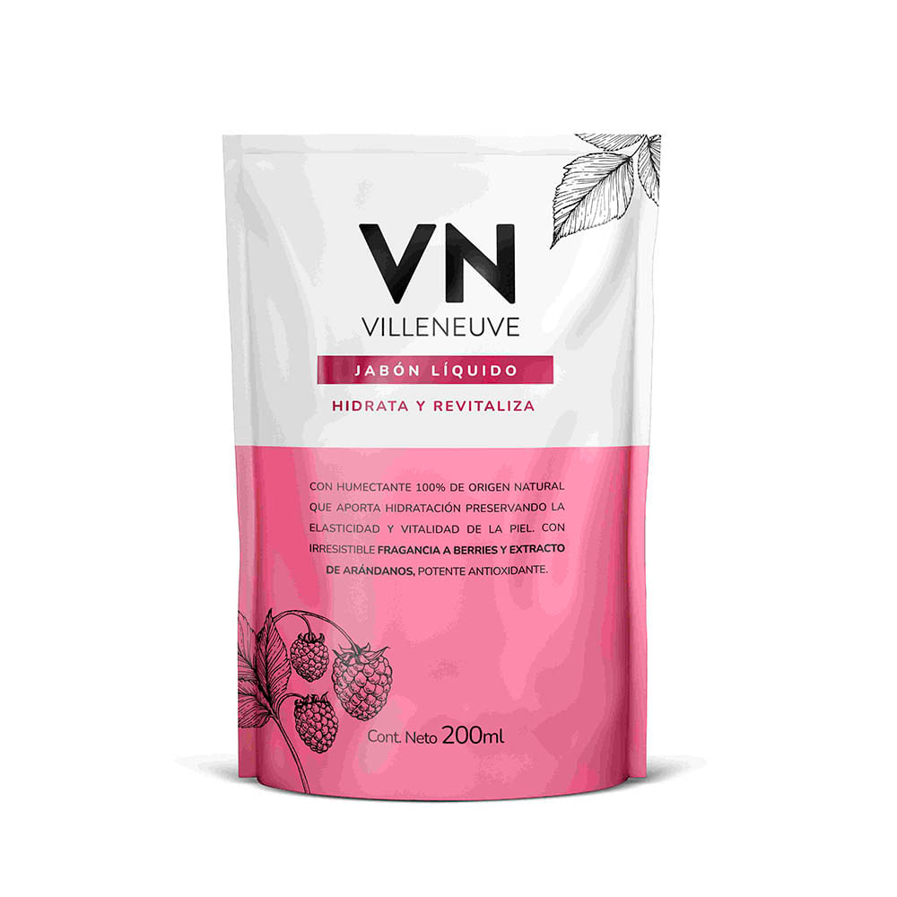 Jabón Líquido Hidrata y Revitaliza Berries 200 Ml Villeneuve