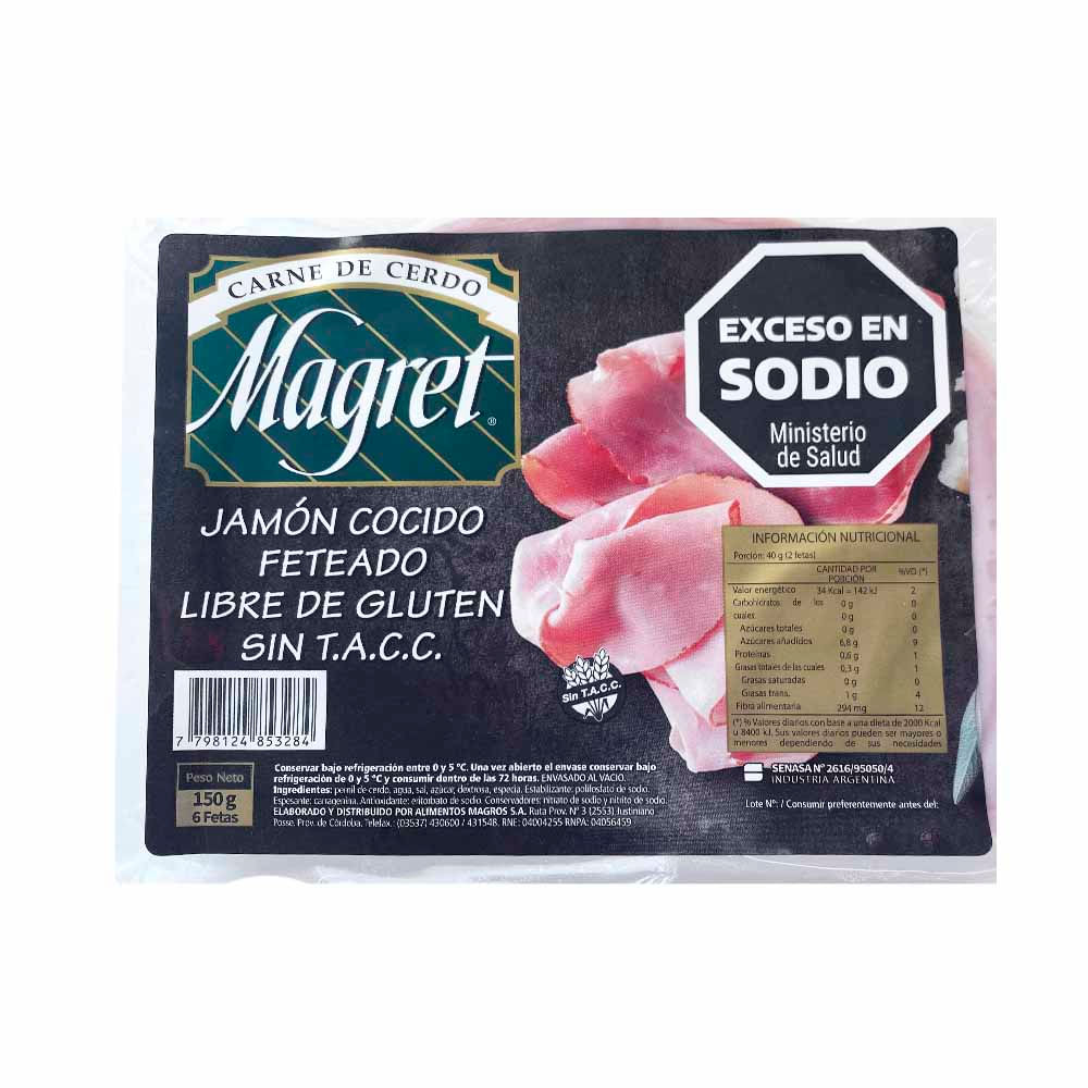 Jamón Cocido Feteado 150 Grs Magret