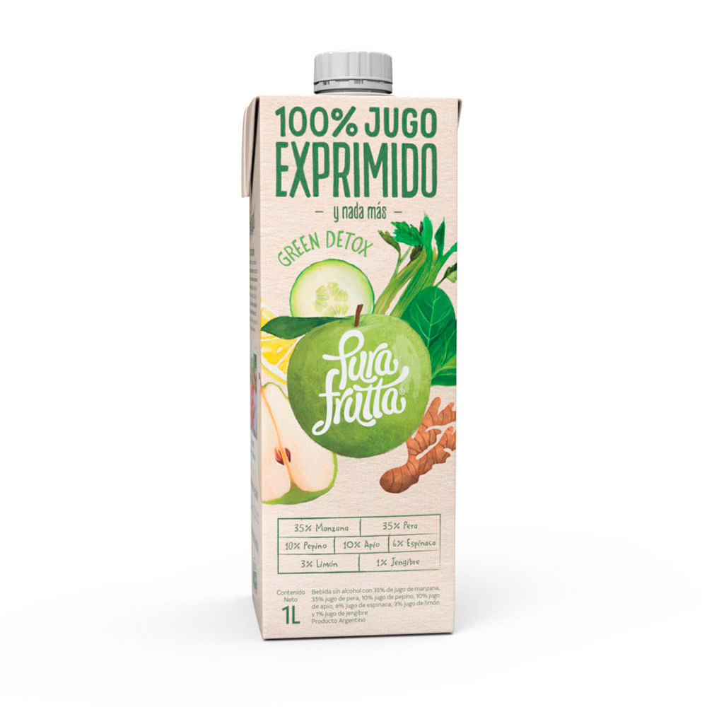 Jugo Fresco Sabor Green Detox 1 Lts Pura Frutta
