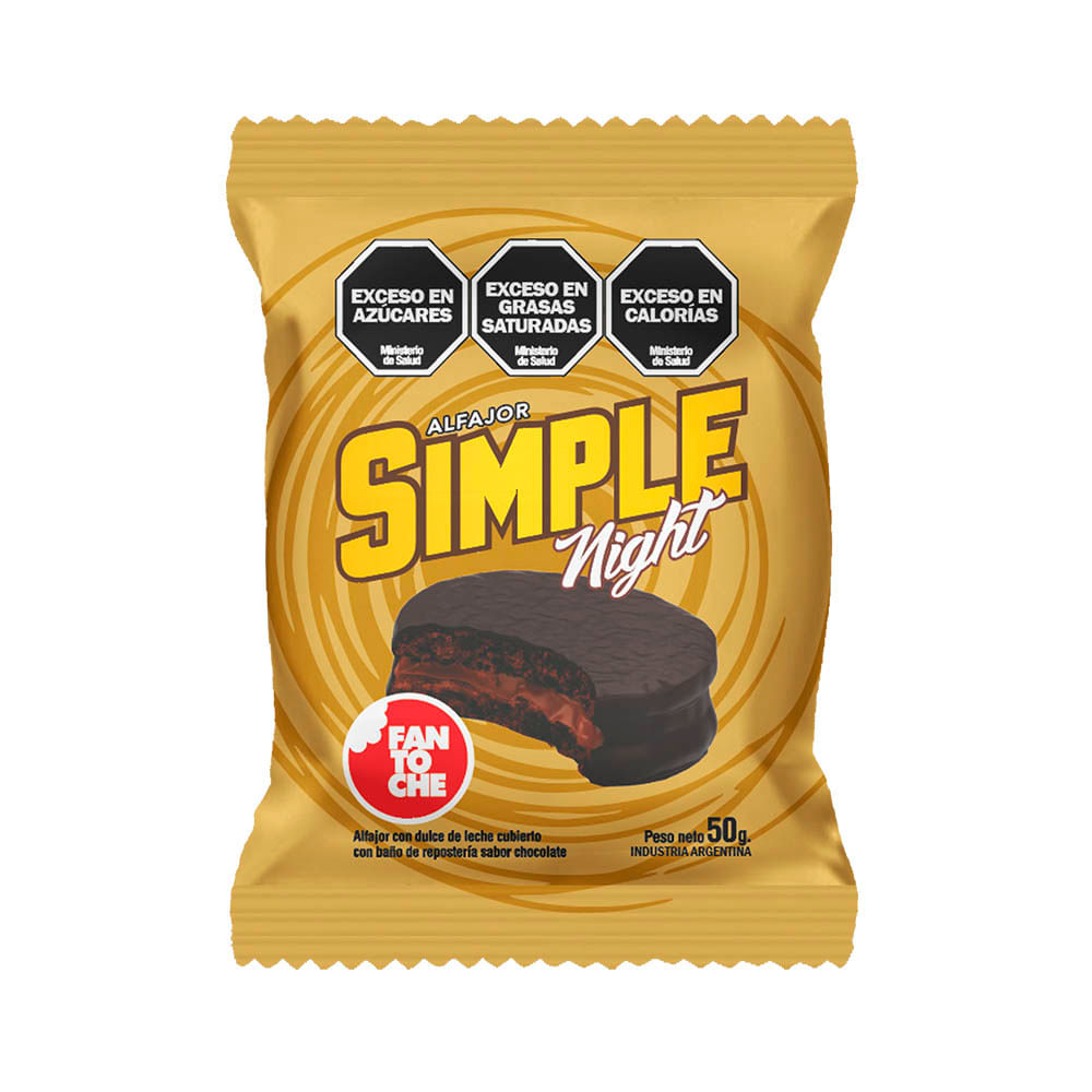 Alfajor Negro Simple Night 50 Grs Fantoche