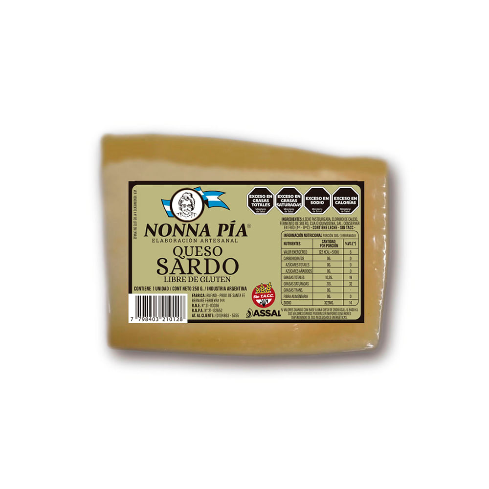 Queso Sardo Artesanal Trozos x 250 Gr Nonna Pia