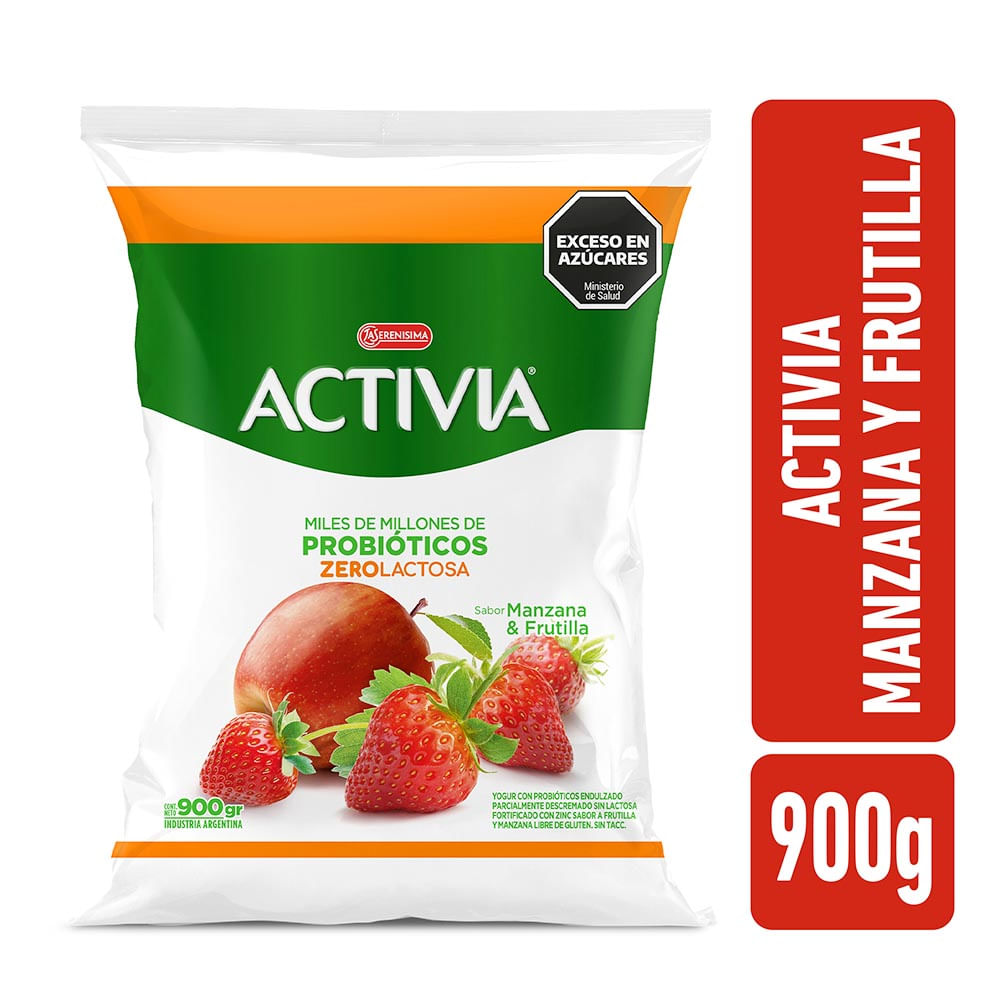 Yogur Sabor Manzana y Frutilla Bebible 900 Grs Activia