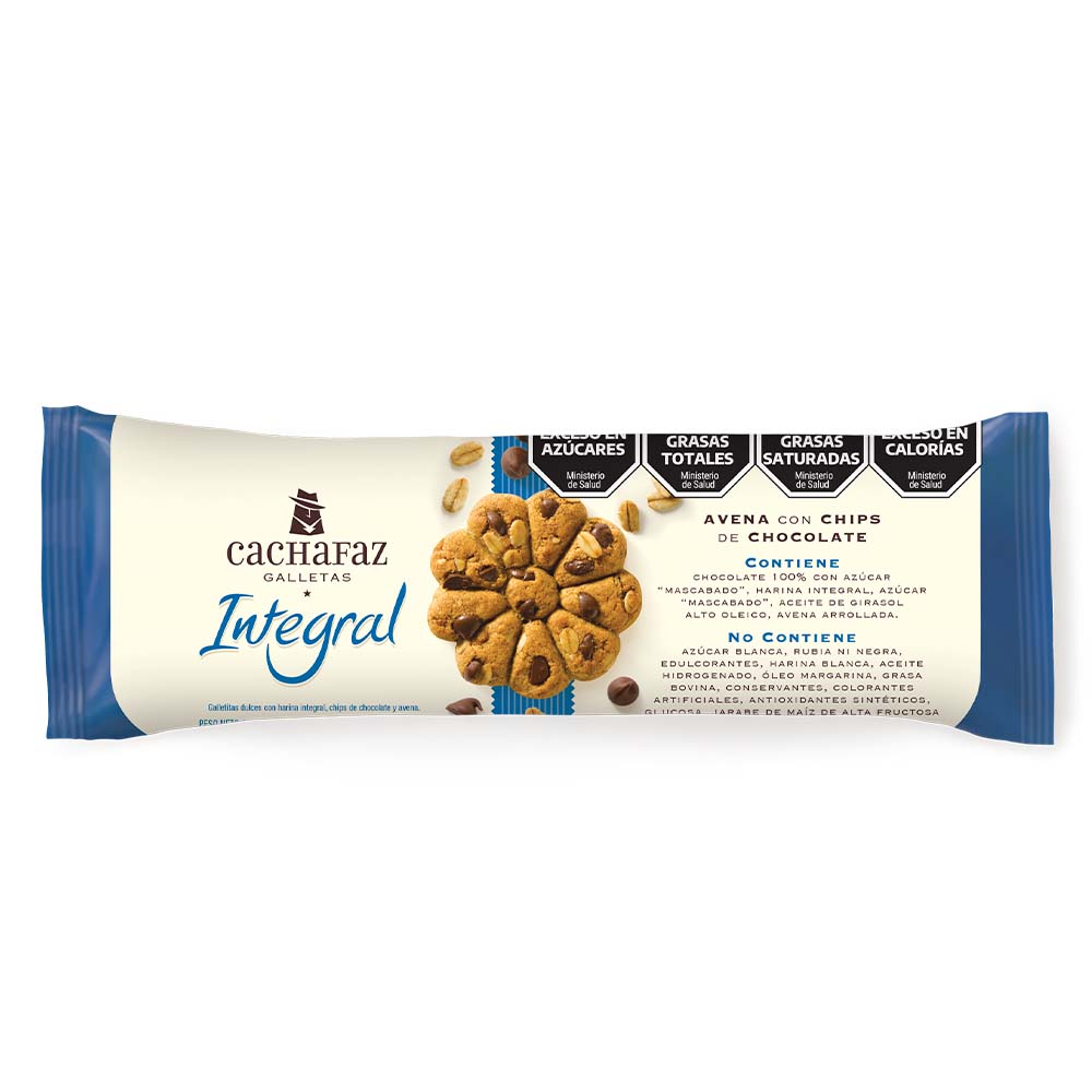 Galletas Integrales Sabor Avena y Chocolate 225 Grs Cachafaz