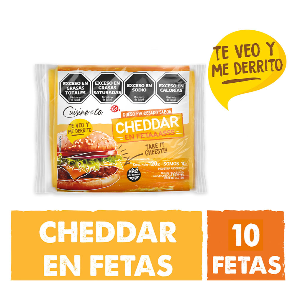 Queso Cheddar Fetas 120 Grs Cuisine y Co