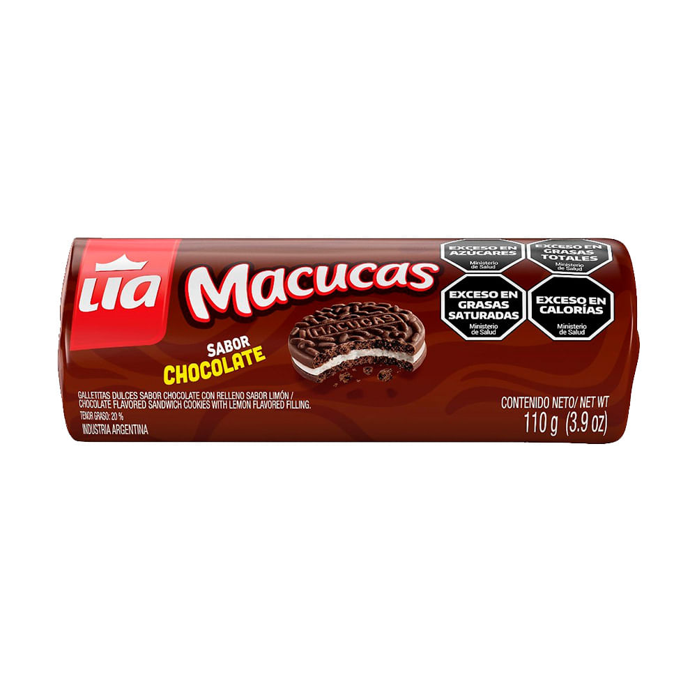 Galletitas Sabor Chocolate y Limón 110 Grs Macucas
