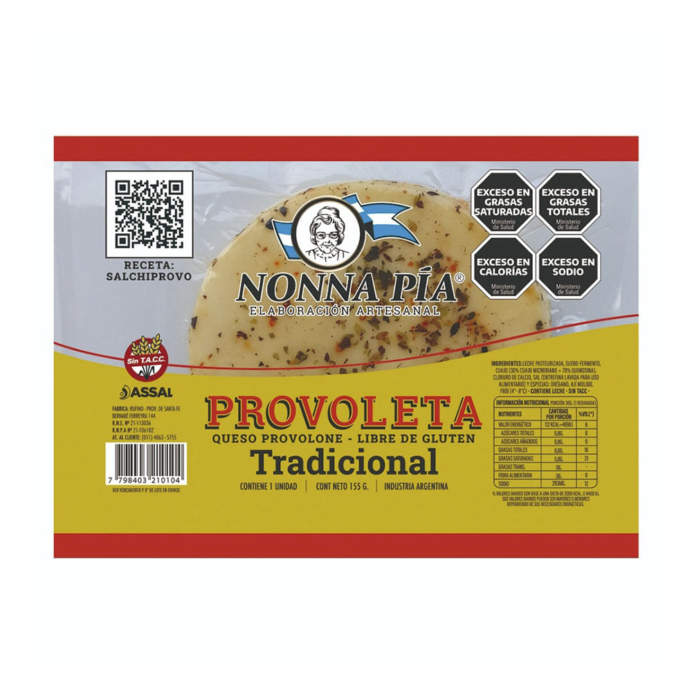 Queso Provoleta Artesanal Rodajas x 155 Gr Nonna Pia