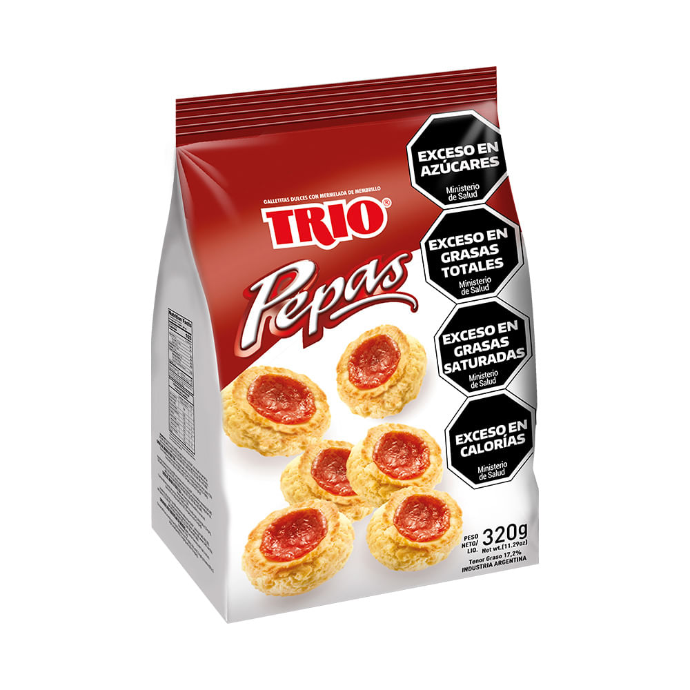 Galletas Secas Pepas Sabor Membrillo 320 Grs Trio