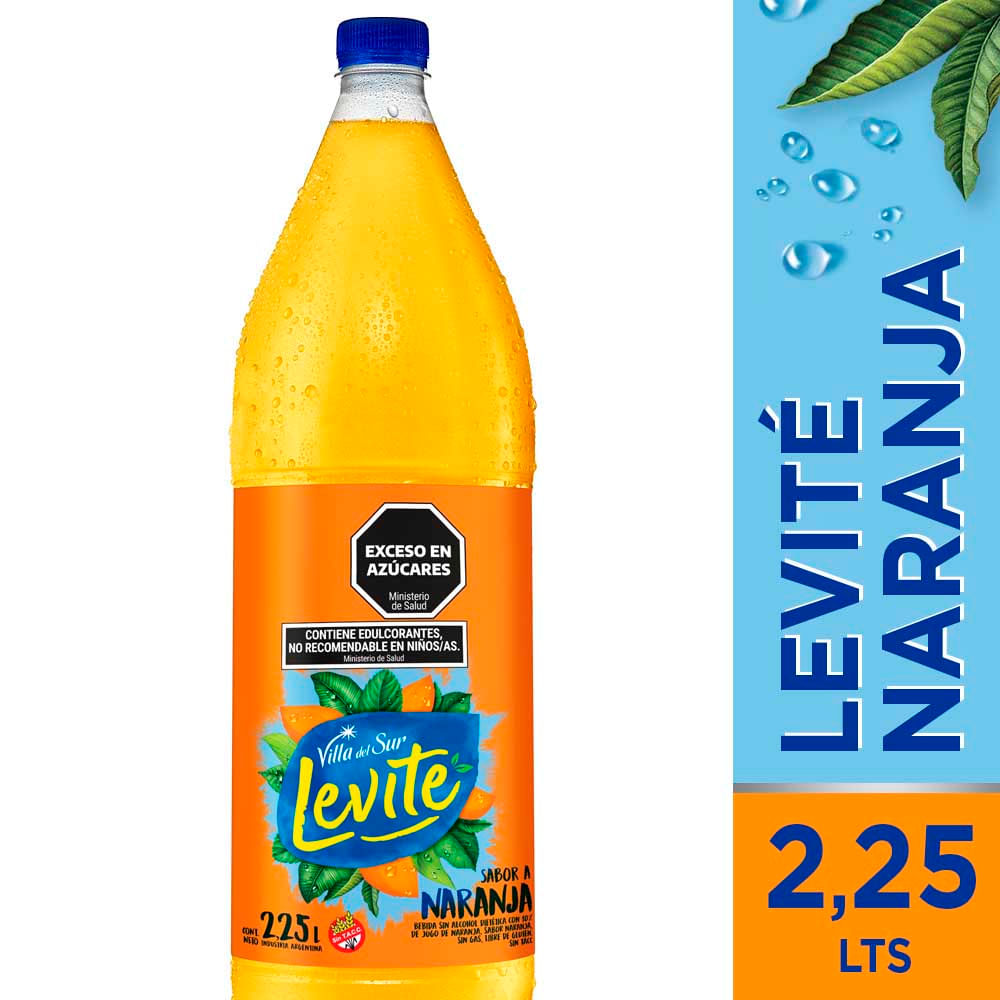 Agua Saborizada Sin Gas Sabor Naranja 2.25 Lts Levite