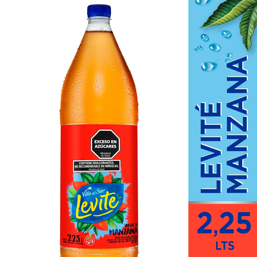 Agua Mineral Sin Gas Sabor Manzana 2.25 Lts Levite